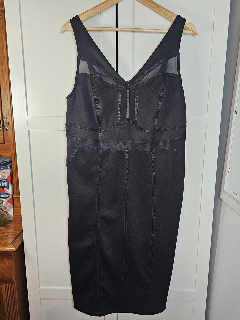 Torrid Black Mesh ITY Bodycon Dress Satin Trim Plus Size 1 / 1X 14-16 NWT